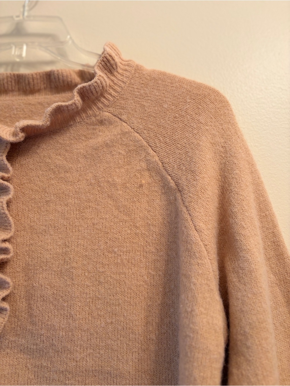 Ruffled Henley Sweater in Taupe - Picture 3 of 6